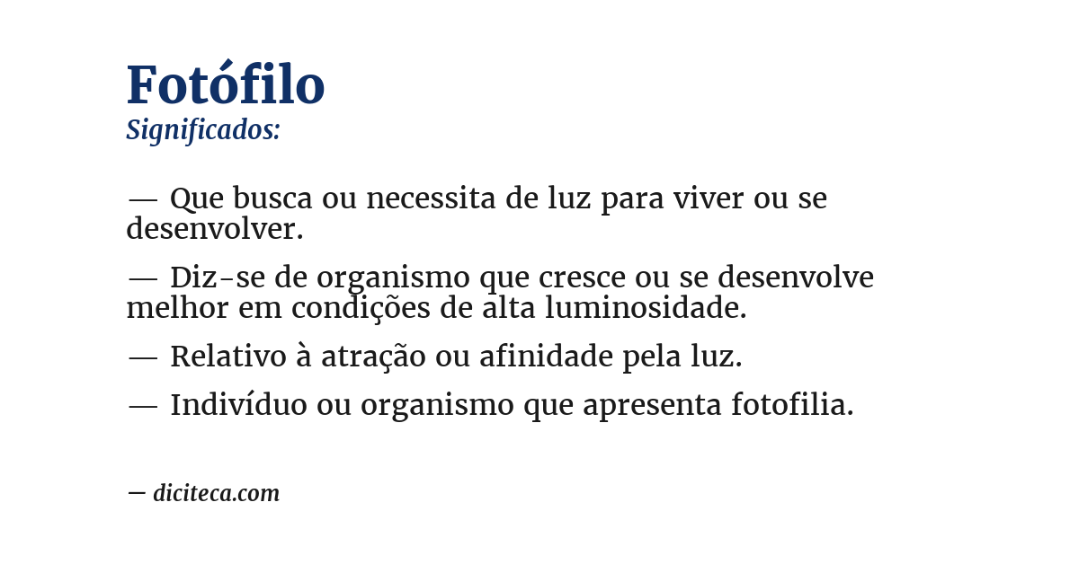 Significado de fotófilo