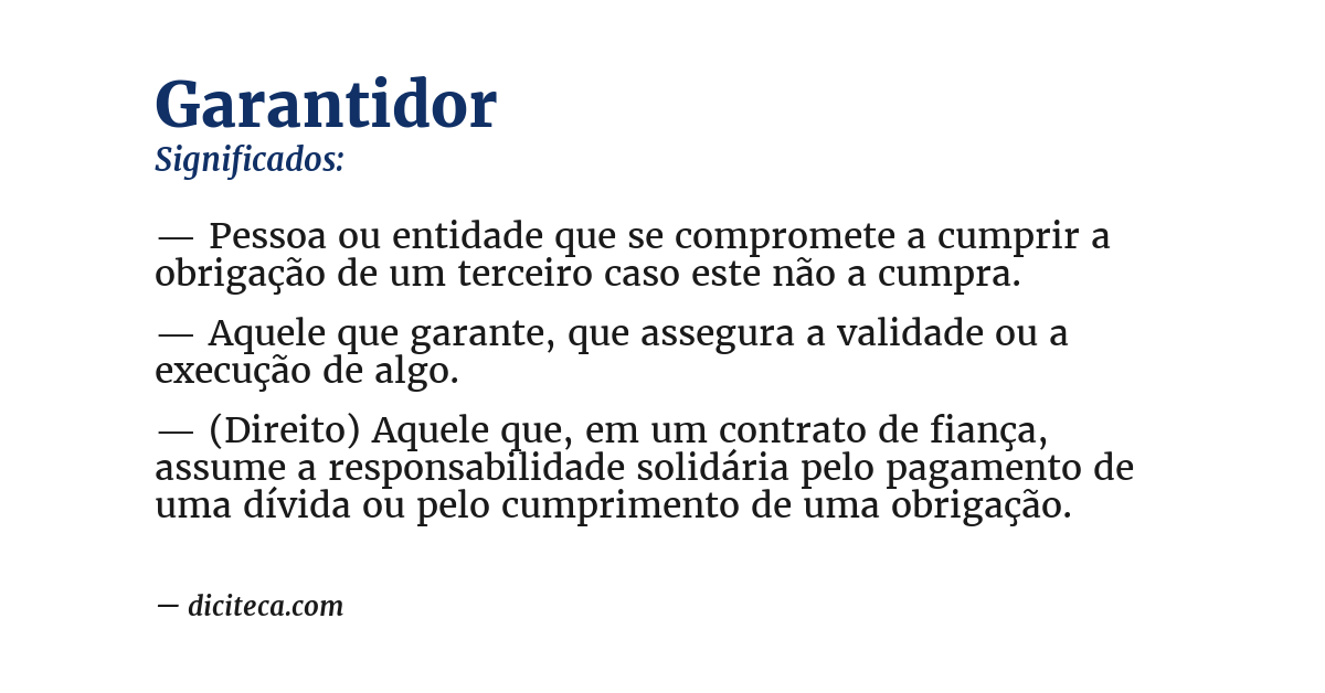 Significado de garantidor
