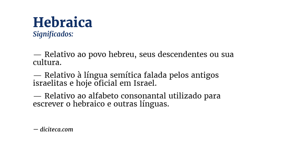 Significado de hebraica
