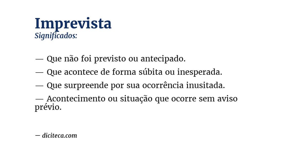 Significado de imprevista