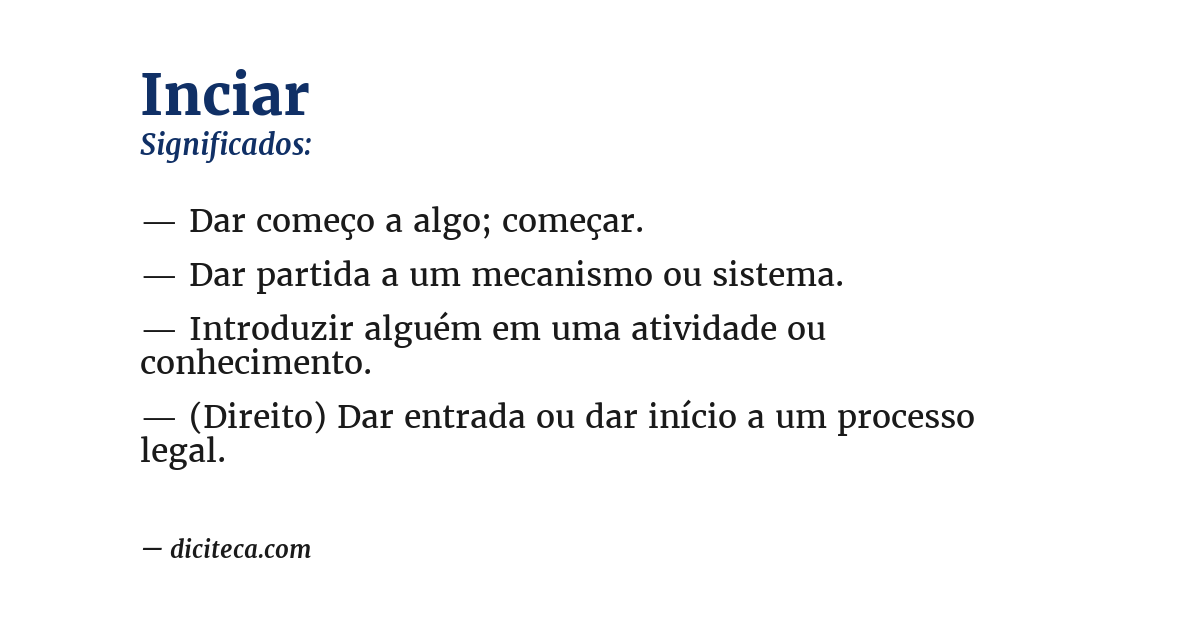 Significado de inciar