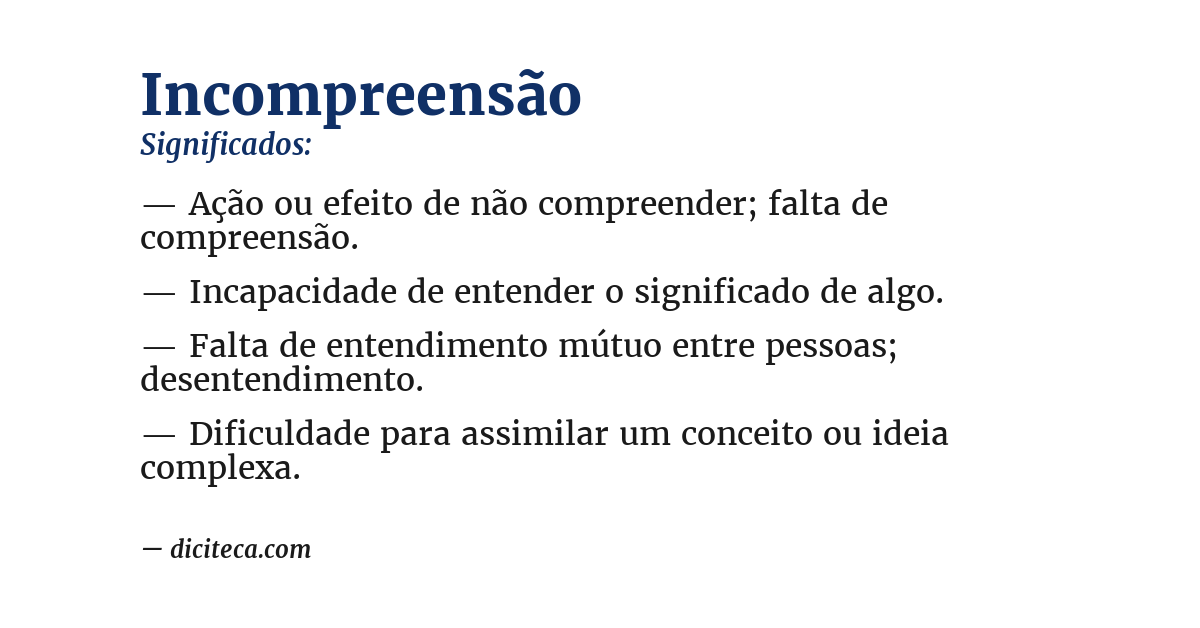 Significado de incompreensão
