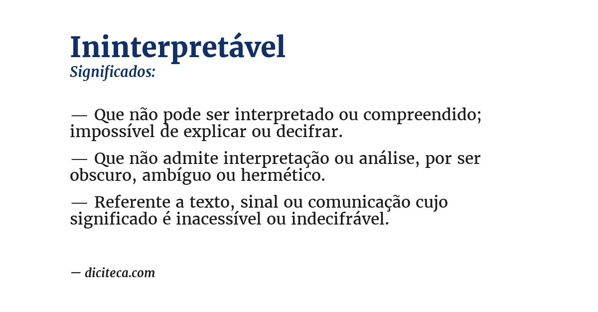 Significado de ininterpretável