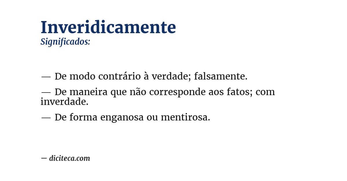 Significado de inveridicamente