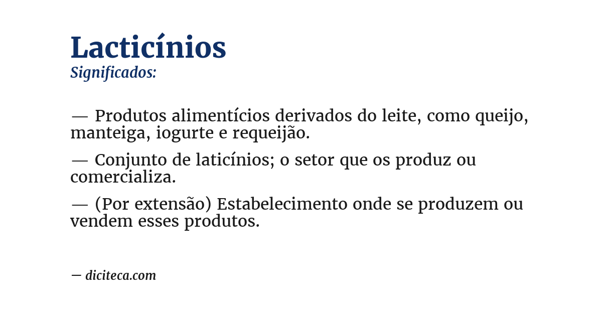 Significado de lacticínios