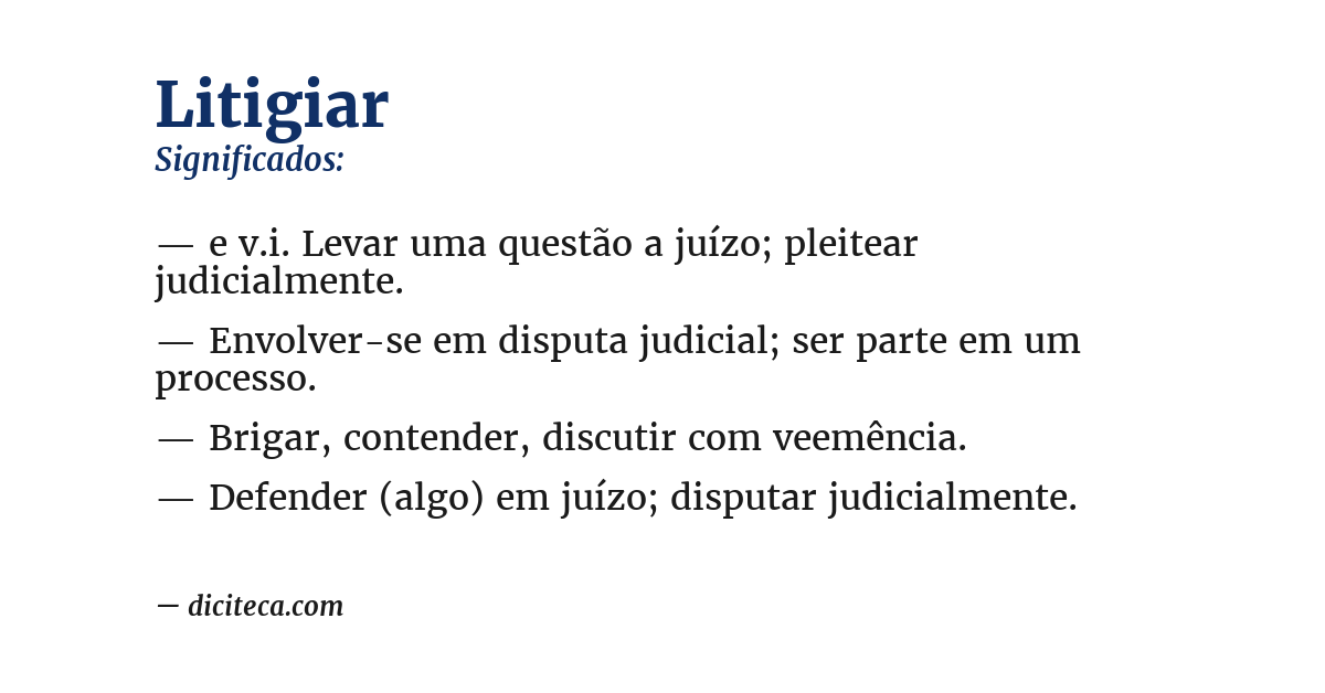Significado de litigiar