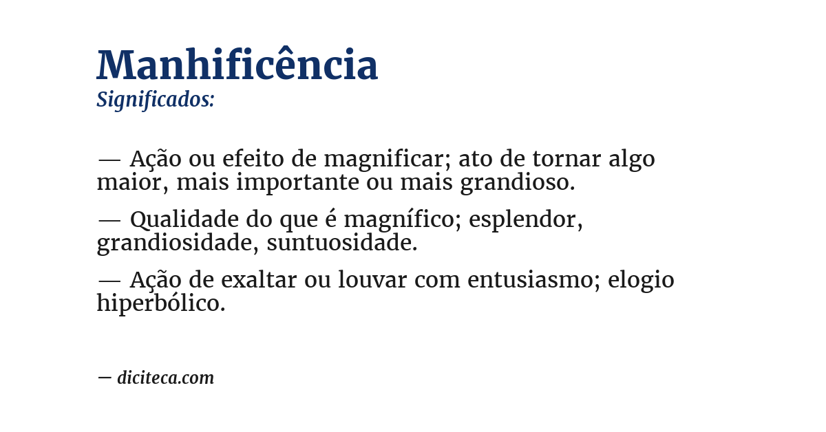 Significado de manhificência
