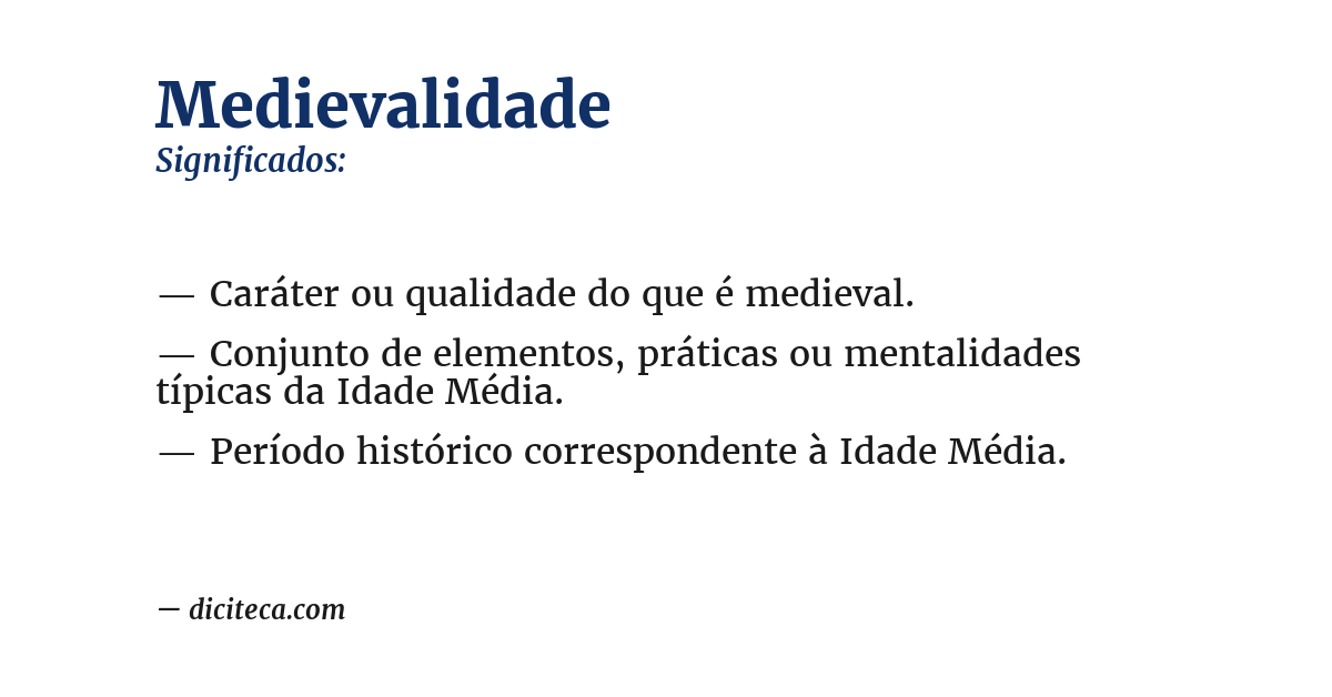 Significado de medievalidade
