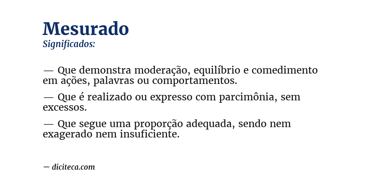 Significado de mesurado
