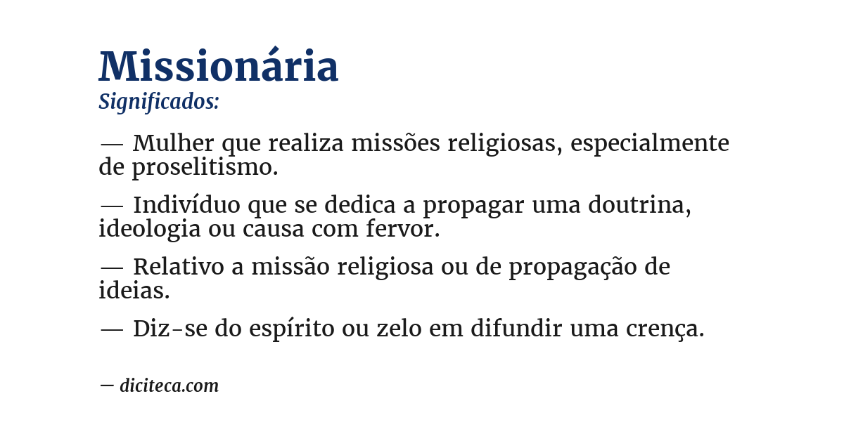 Significado de missionária