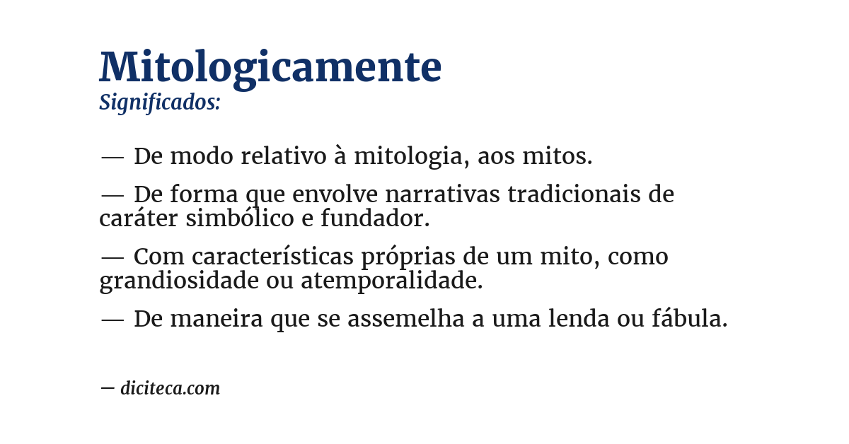 Significado de mitologicamente