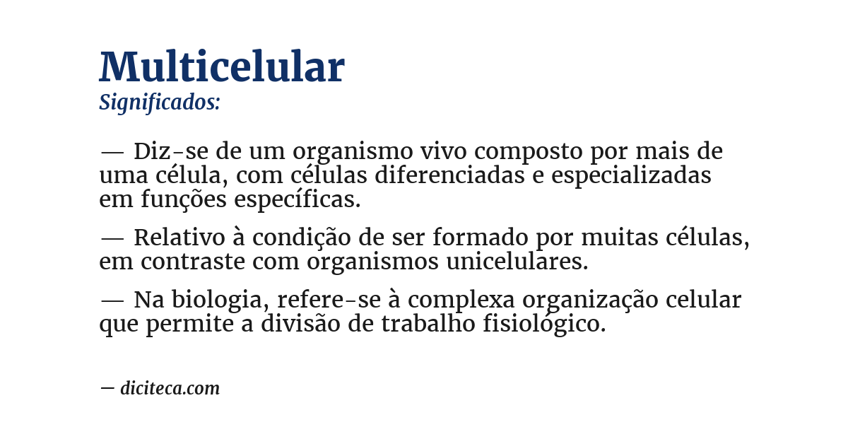 Significado de multicelular