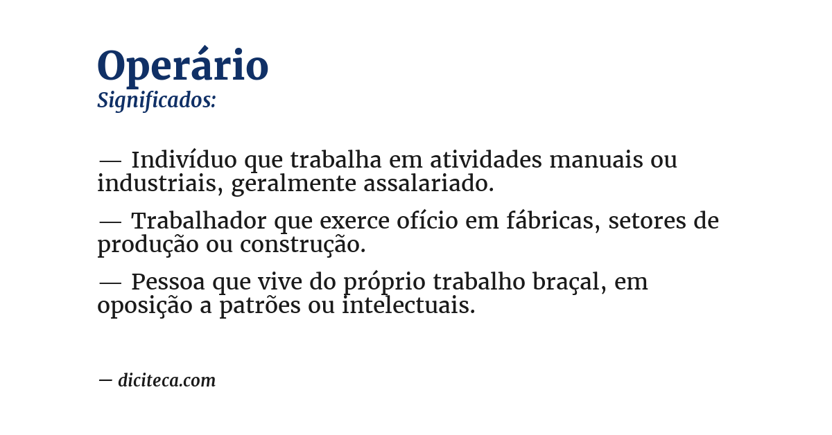 Significado de operário