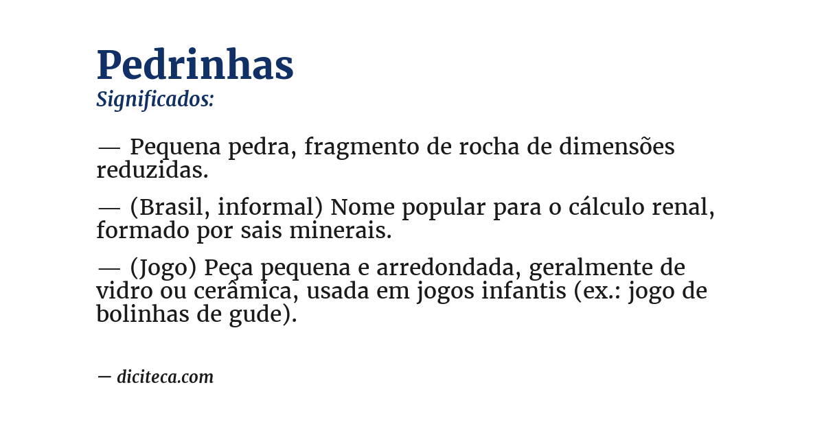 Significado de pedrinhas