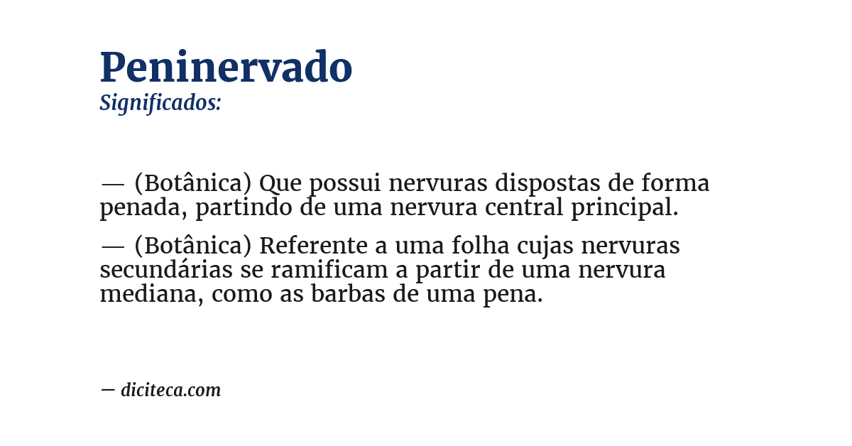 Significado de peninervado