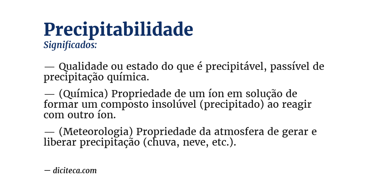Significado de precipitabilidade
