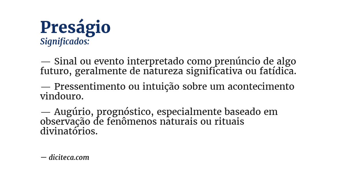 Significado de preságio