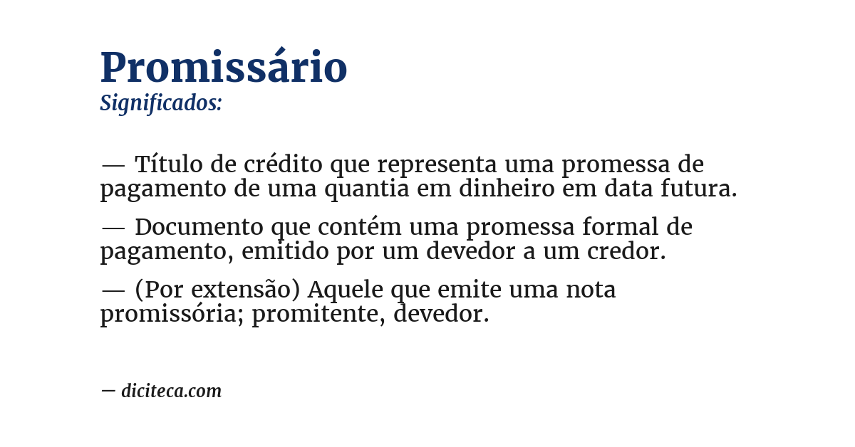 Significado de promissário