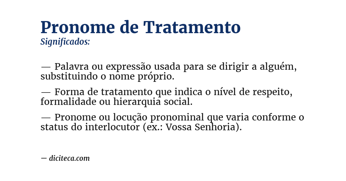 Significado de pronome de tratamento
