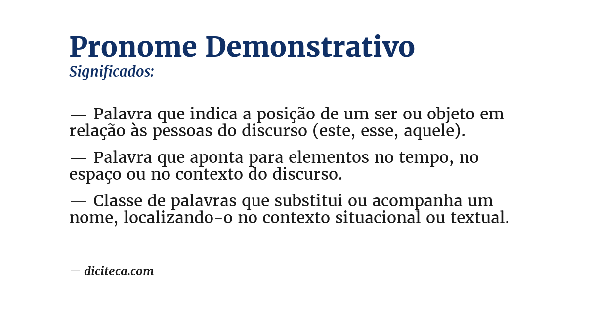 Significado de pronome demonstrativo