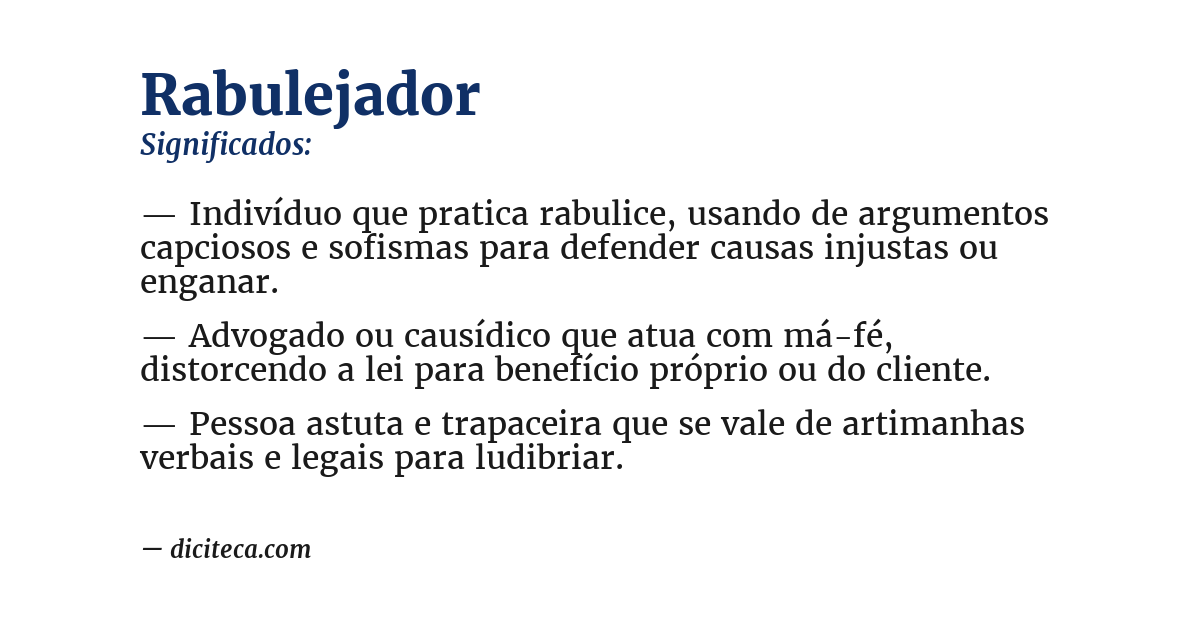 Significado de rabulejador