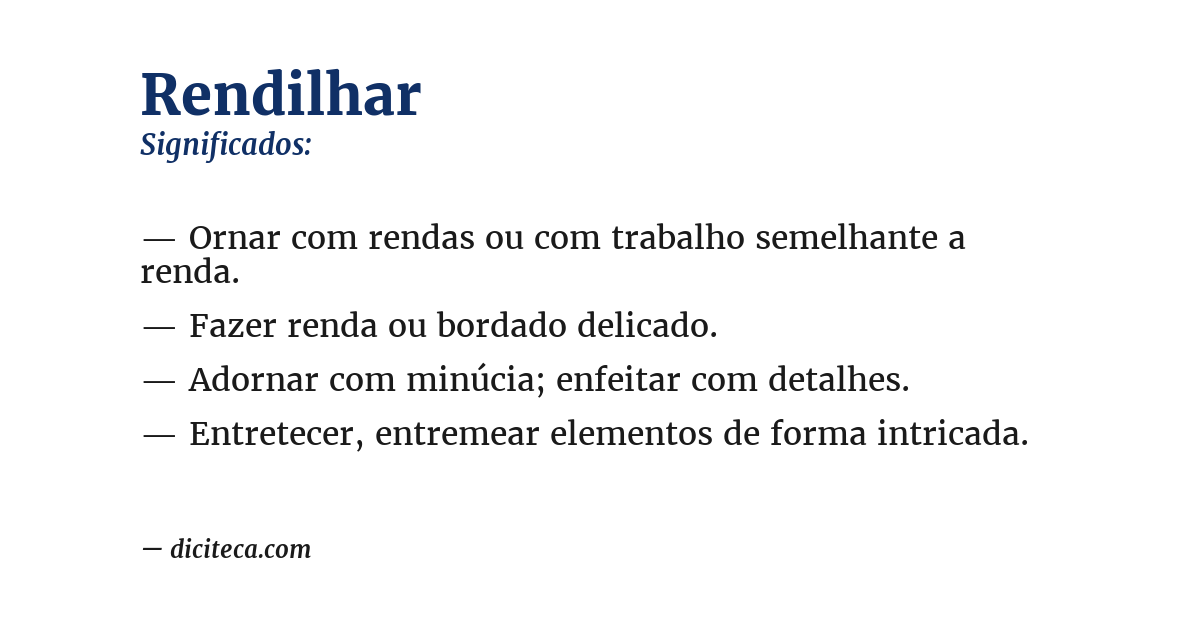 Significado de rendilhar