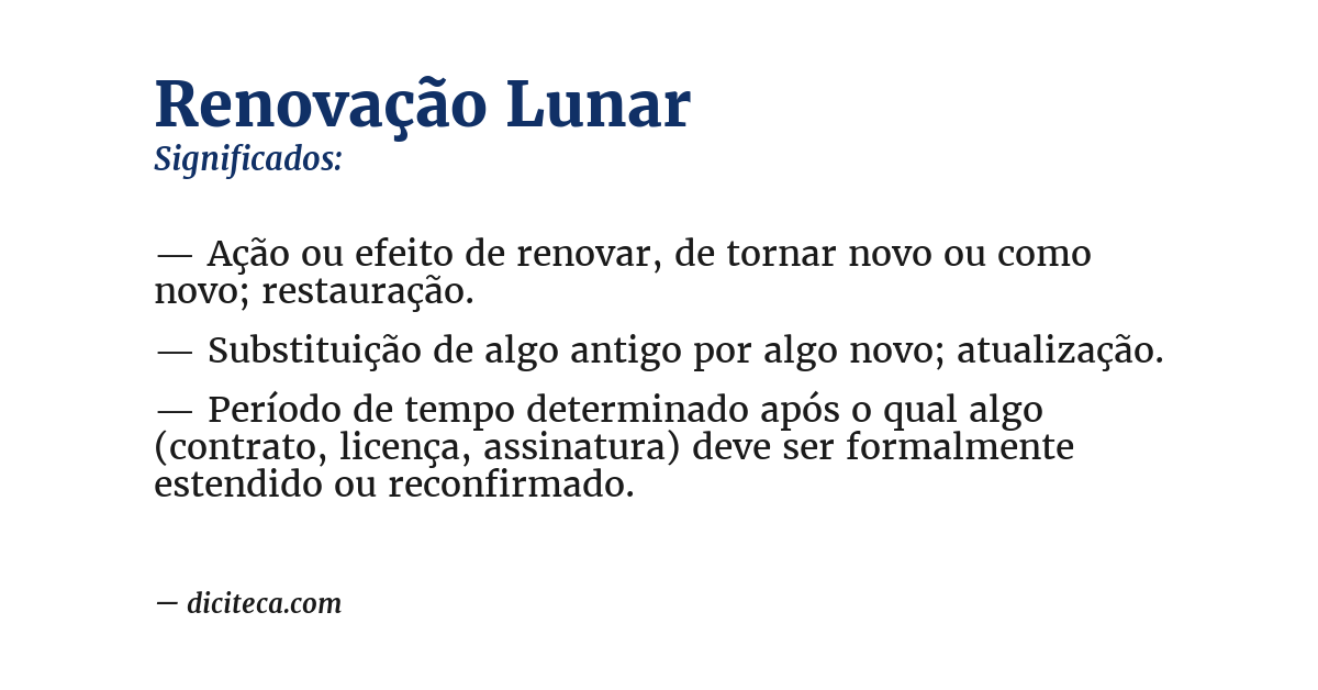 Significado de renovação lunar