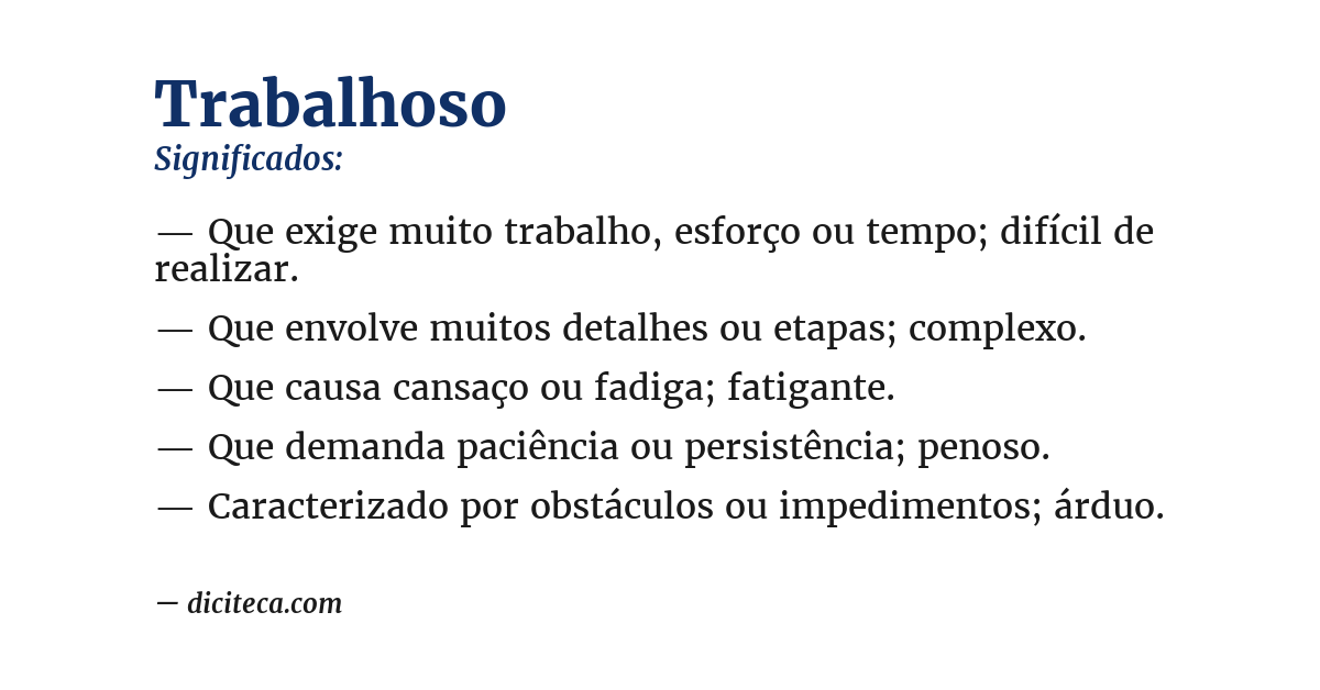 Significado de trabalhoso