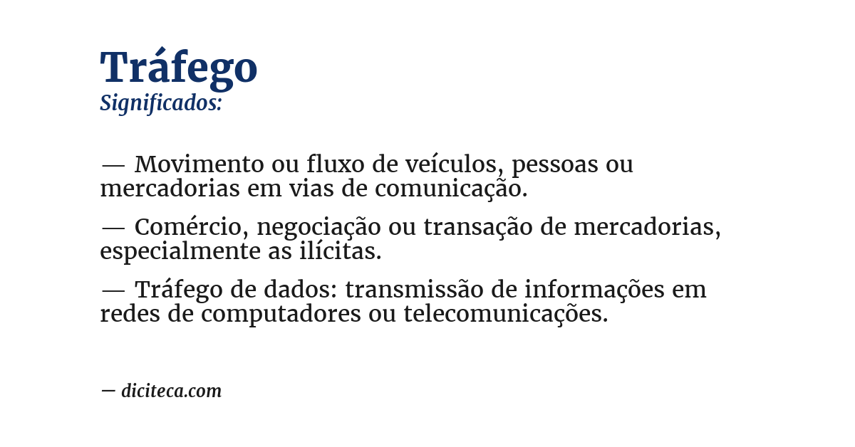 Significado de tráfego