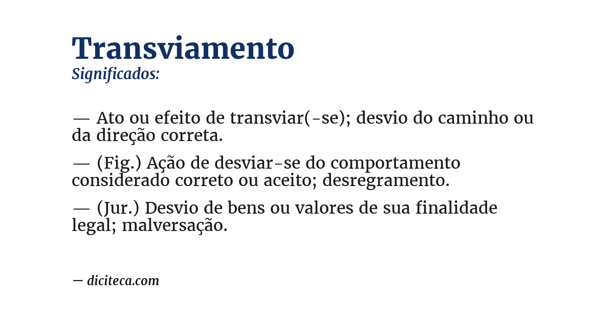 Significado de transviamento