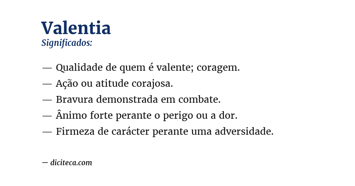 Significado de valentia