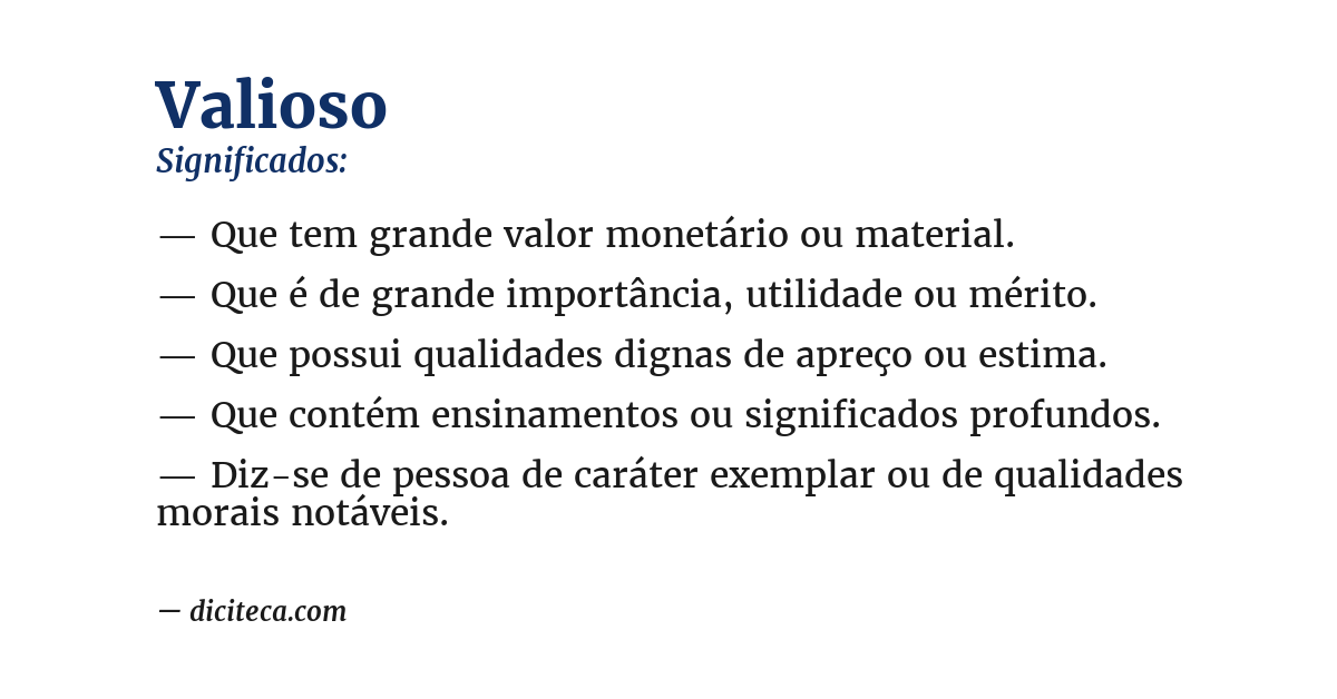 Significado de valioso