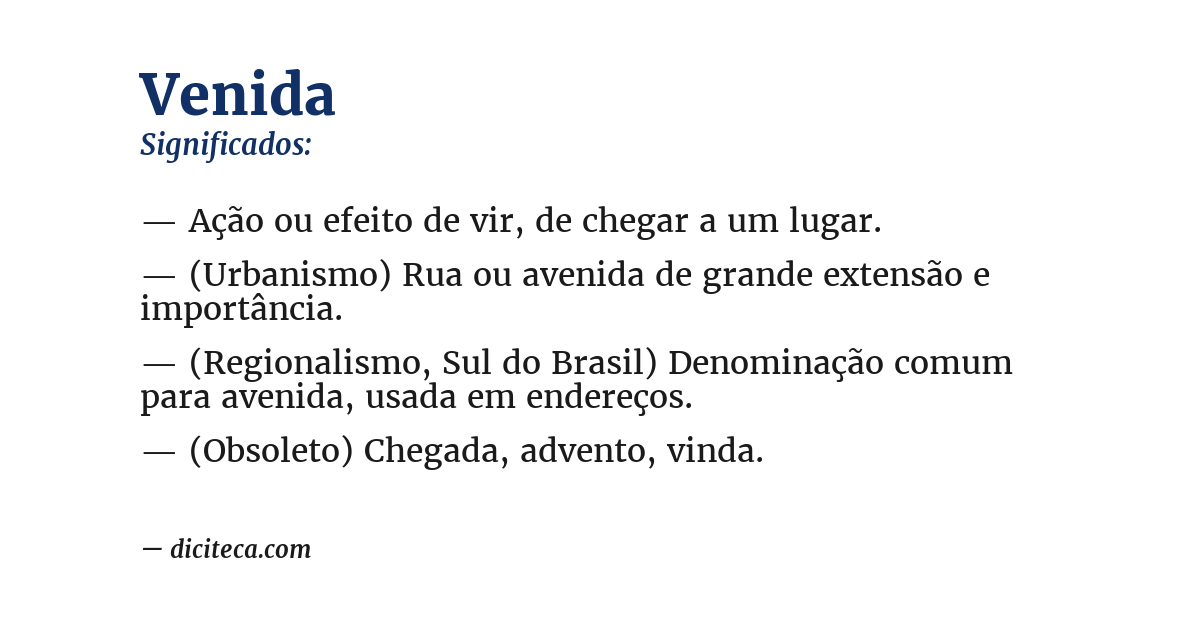 Significado de venida