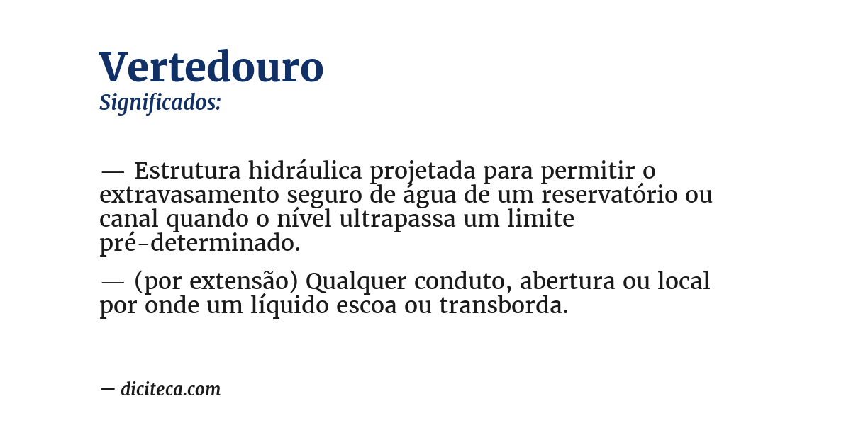Significado de vertedouro