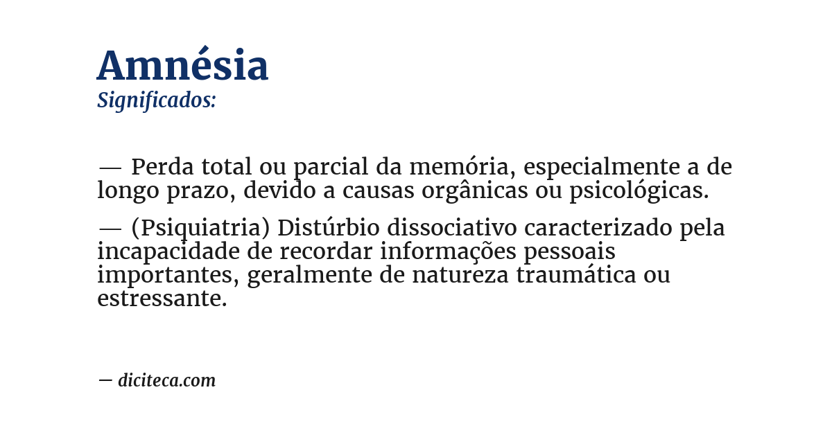 Significado de amnésia