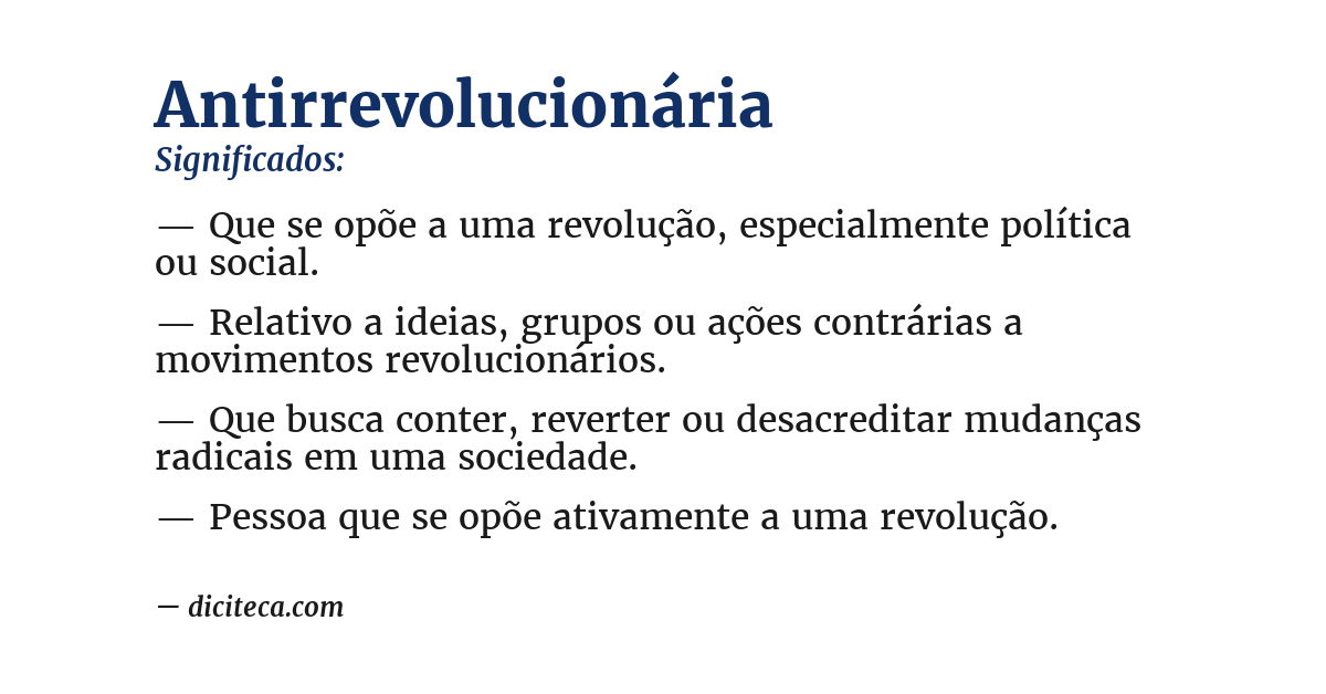 Significado de antirrevolucionária