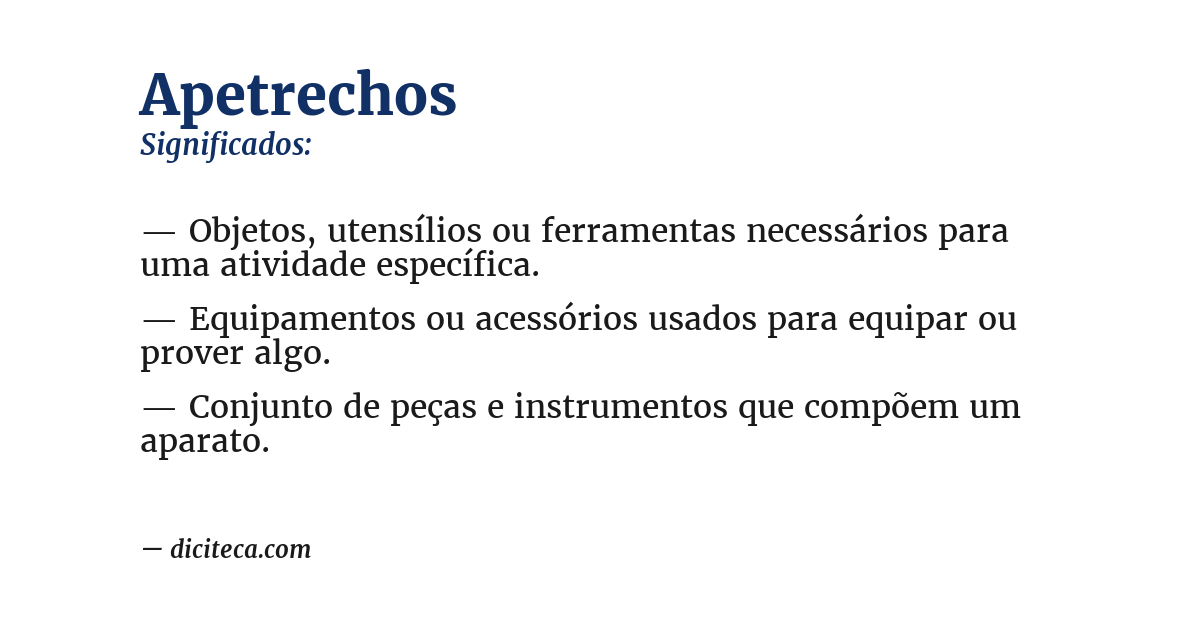 Significado de apetrechos