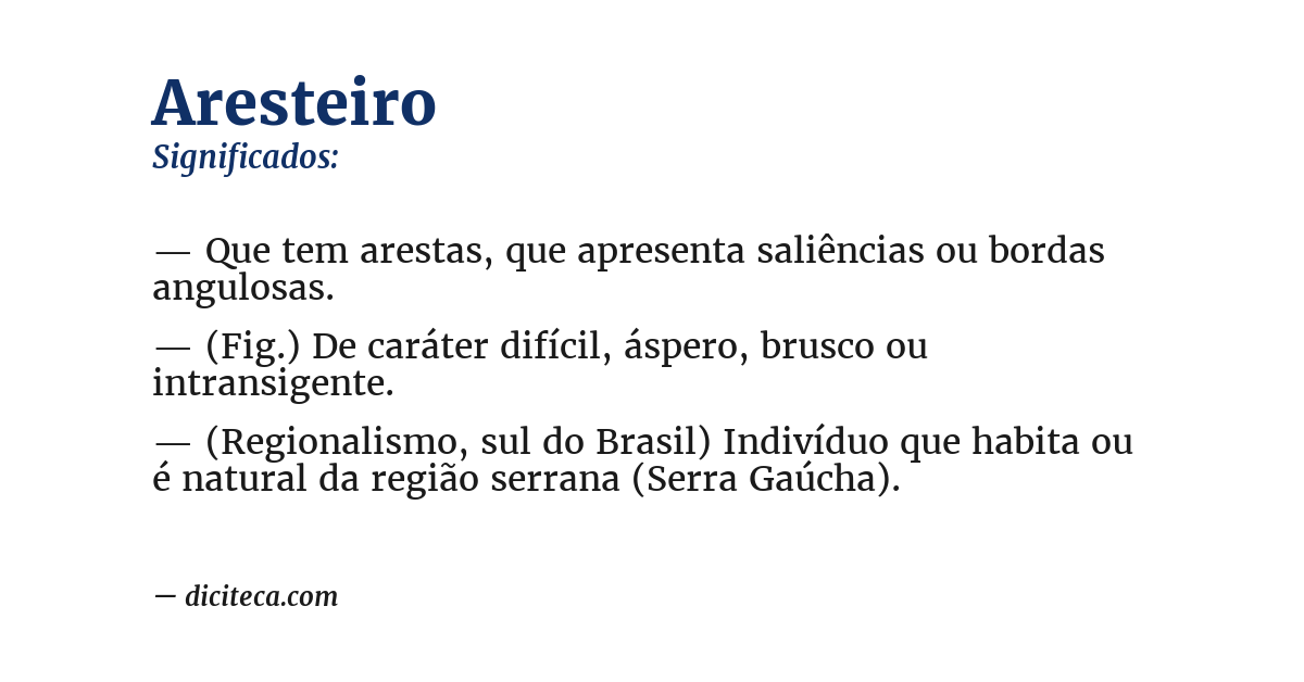 Significado de aresteiro