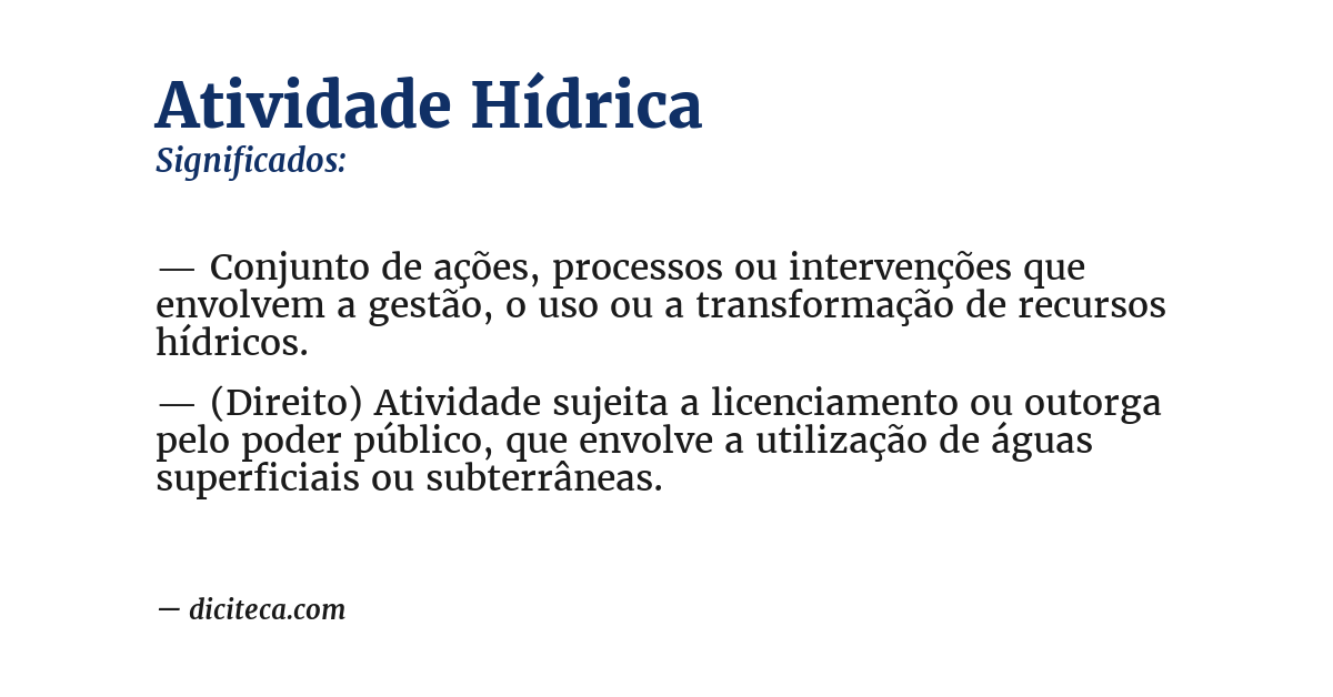 Significado de atividade hídrica