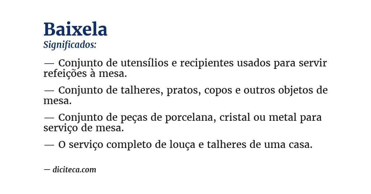Significado de baixela