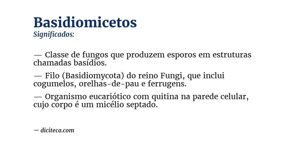 Significado de basidiomicetos