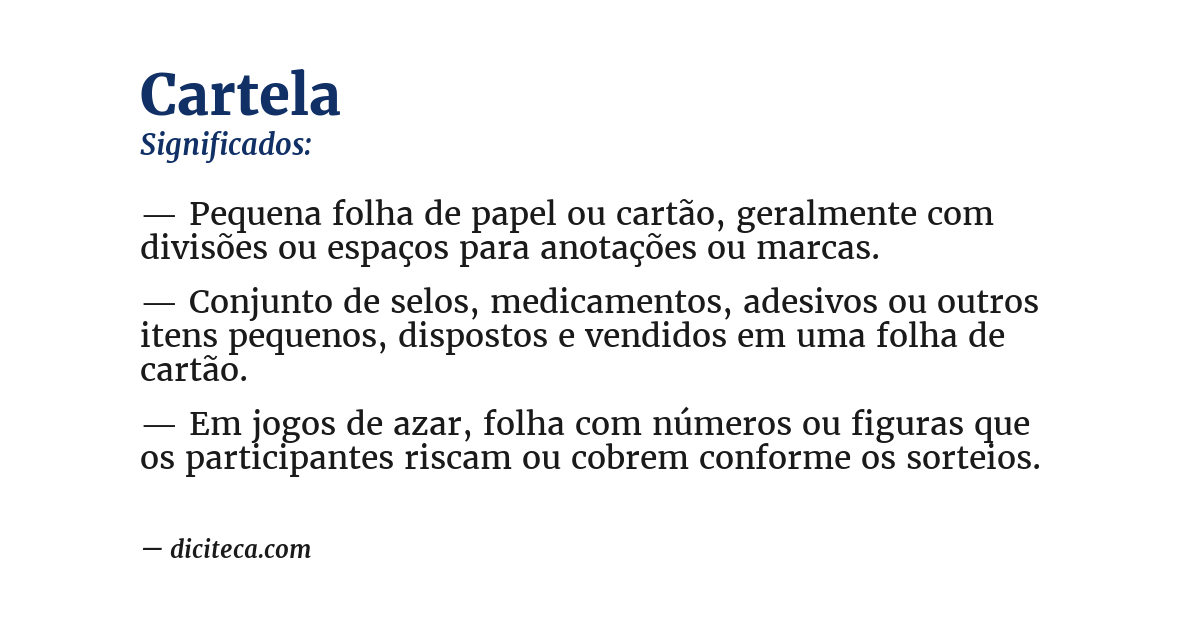 Significado de cartela