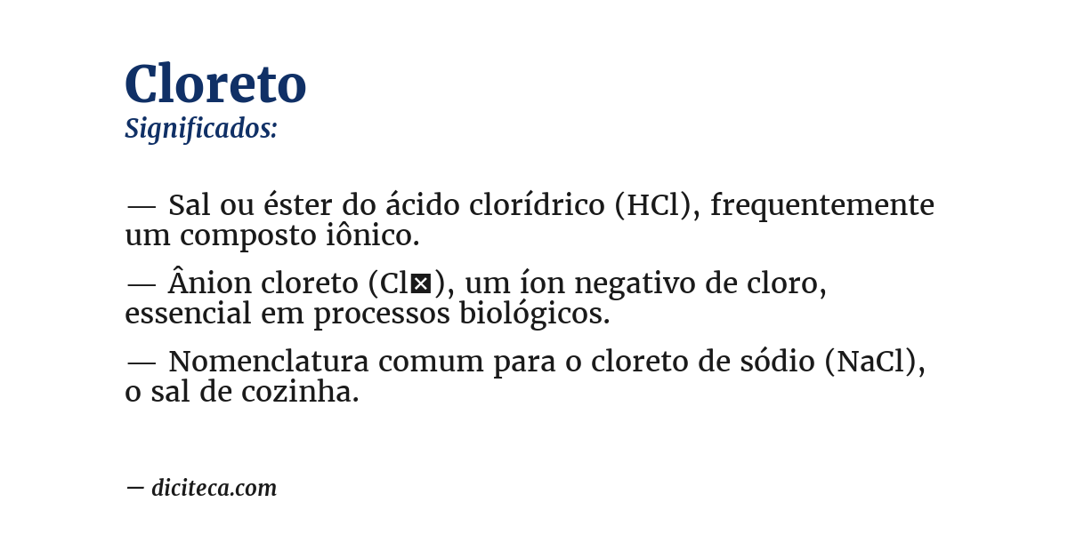 Significado de cloreto