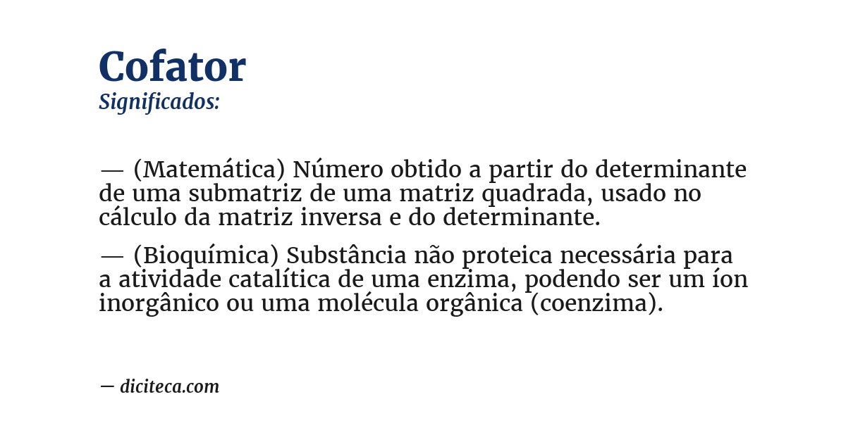 Significado de cofator