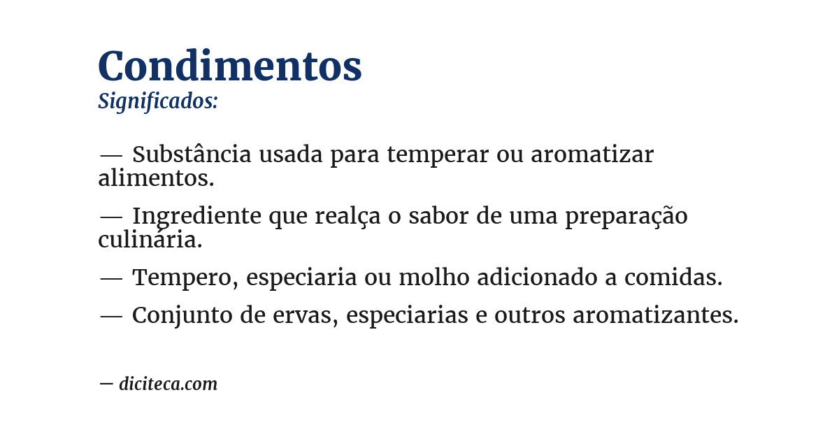 Significado de condimentos