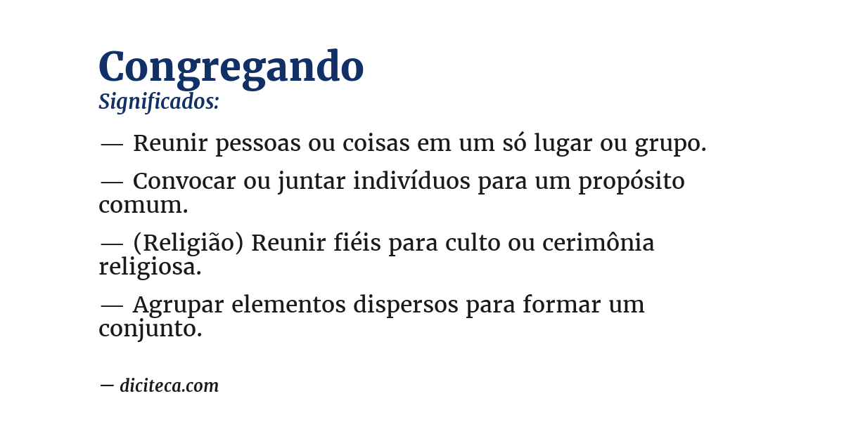 Significado de congregando