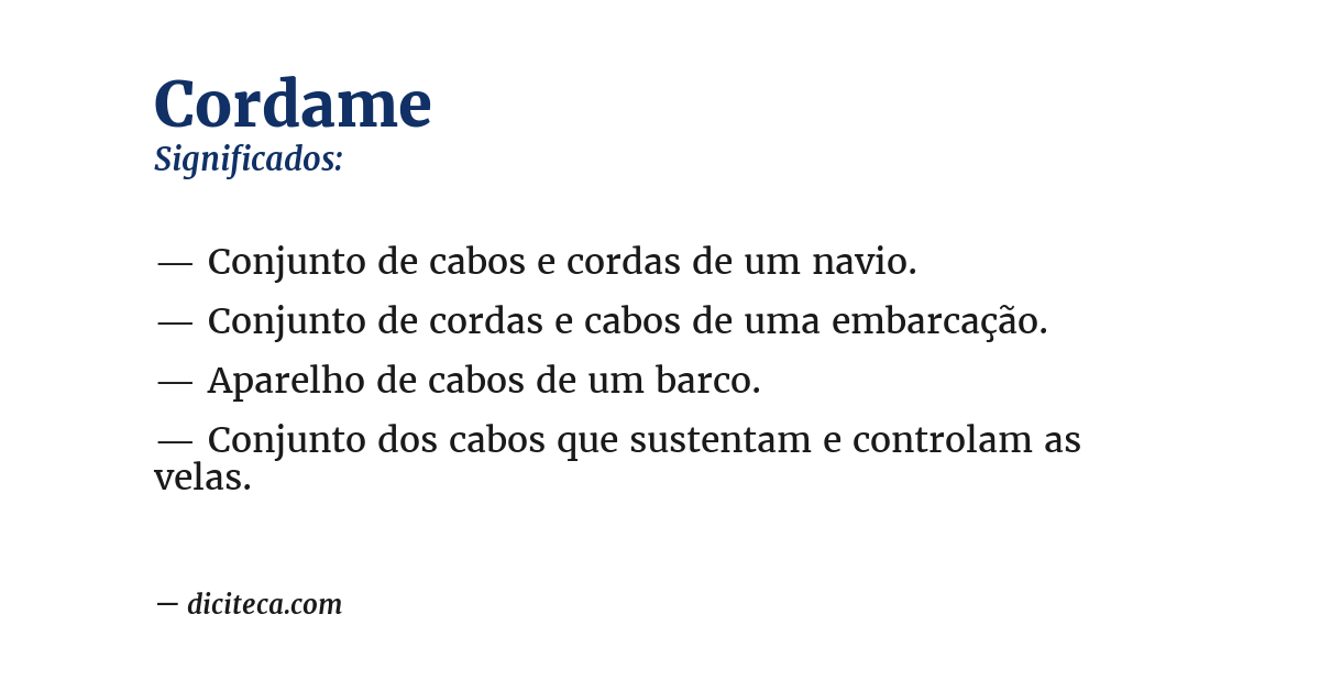 Significado de cordame