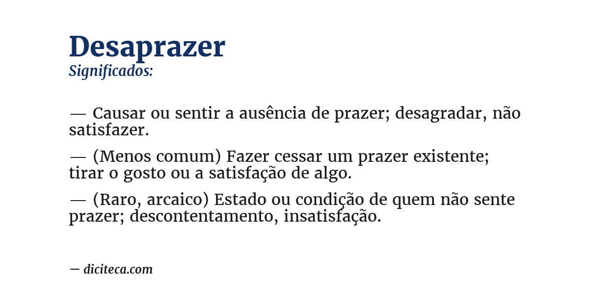 Significado de desaprazer
