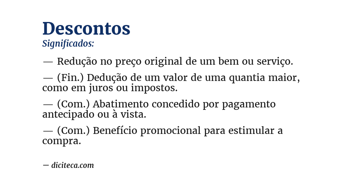 Significado de descontos