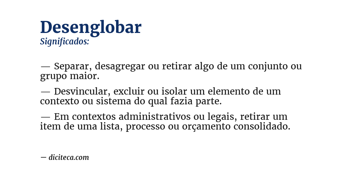 Significado de desenglobar